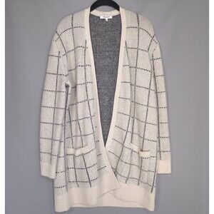 Madewell Cardigan MEDIUM Merino Wool Alpaca Blend Ryder Open Front Windowpane